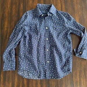 Ralph Lauren Boys Seersucker Nautical Flags  Dress Shirt sz 7